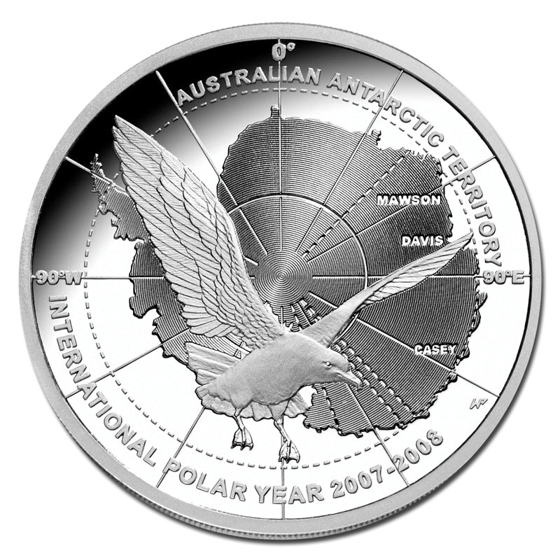 $5 2008 International Polar Year - Skua in Flight Silver Proof