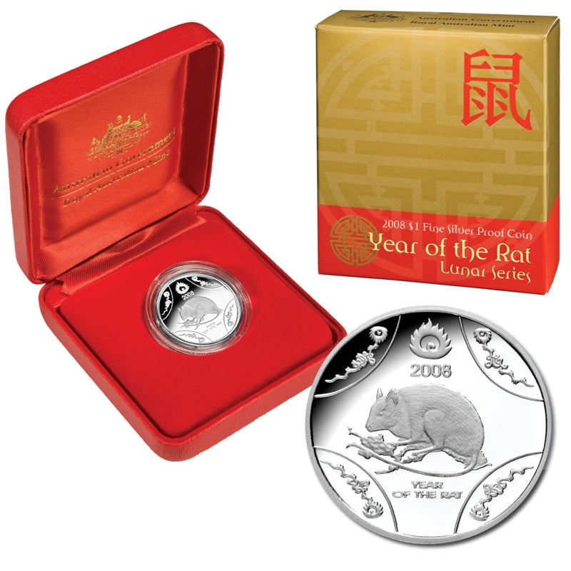 $1 2008 Year of the Rat Silver Proof