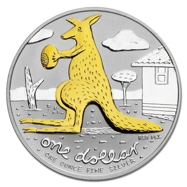 $1 2008 Kangaroo - Reg Mombassa Selectively Gold Plated 1oz 99.9% Silver
