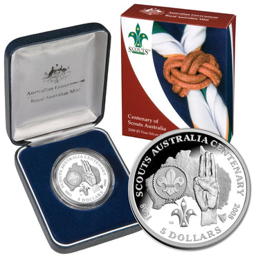 $5 2008 Scouts Australia 100 Silver Proof