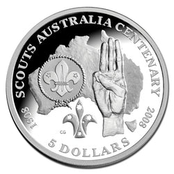 $5 2008 Scouts Australia 100 Silver Proof