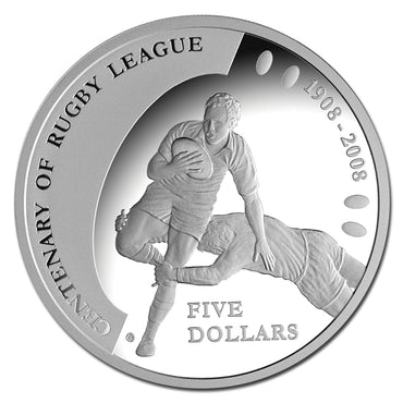$5 2008 Rugby League 100th Silver Proof