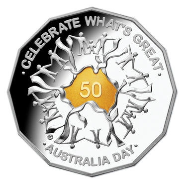 50c 2010 Australia Day Silver Gold Plated Proof