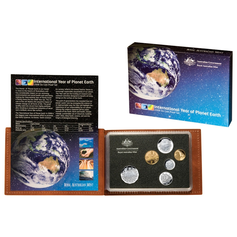2008 6 Coin Proof Set Year of Planet Earth – M.R.Roberts - Wynyard