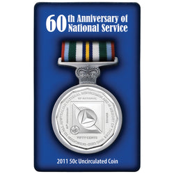 50c 2011 National Service 60th Carded UNC | 50c 2011 National Service 60th Carded UNC reverse