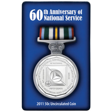 50c 2011 National Service 60th Carded UNC | 50c 2011 National Service 60th Carded UNC reverse