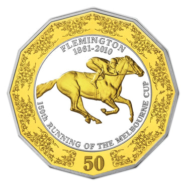 50c 2010 Melbourne Cup Gold Plated Silver Proof Pair