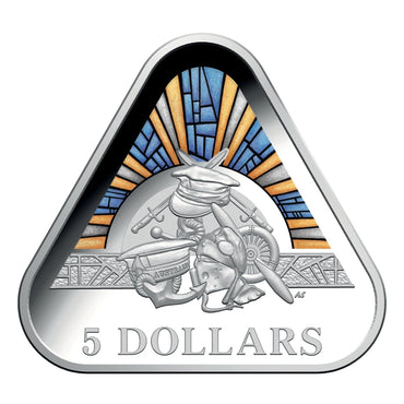 $5 2018 Land  Sea & Air Triangular Silver Proof