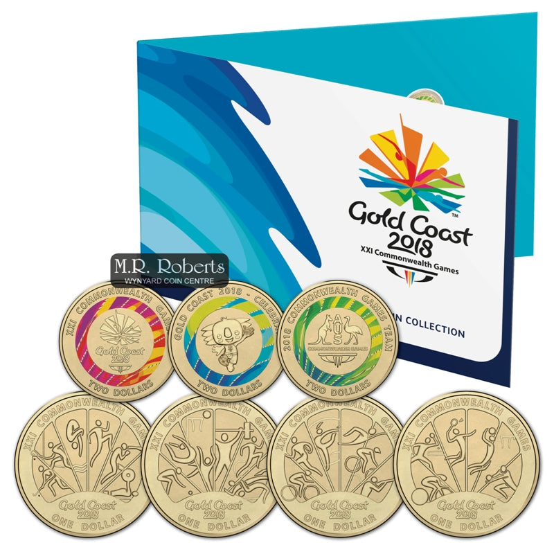 2022 Commonwealth Games Australia Coloured $2 & $1 7-Coin UNC Set In Capsule