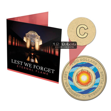 $2 2018 Lest We Forget Coloured 'C' Mintmark | $2 2018 Lest We Forget Coloured 'C' Mintmark REVERSE | $2 2018 Lest We Forget Coloured 'C' Mintmark OBVERSE