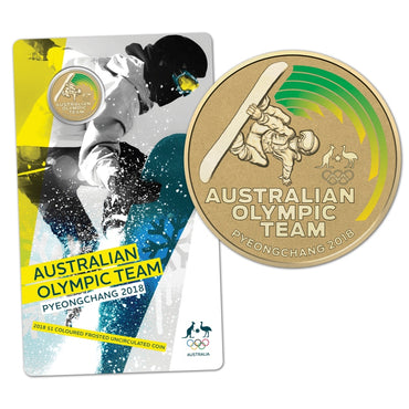 $1 2018 Pyeongchang Australian Olympic Team Al/Bronze UNC | $1 2018 Pyeongchang Australian Olympic Team Al/Bronze UNC Reverse | $1 2018 Pyeongchang Australian Olympic Team Al/Bronze UNC Obverse