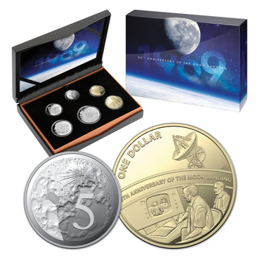 2019 6 Coin Proof Set - Moon Landing | 2019 6 Coin Proof Set - Moon Landing 5c Reverse | 2019 6 Coin Proof Set - Moon Landing $1 Reverse