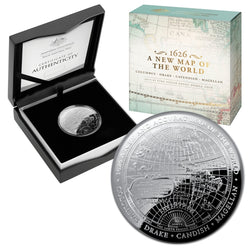 $5 2019 - 1626 A New Map of the World Silver Proof Domed Coin | $5 2019 - 1626 A New Map of the World Silver Proof Domed Coin | $5 2019 - 1626 A New Map of the World Silver Proof Domed Coin