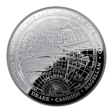 $5 2019 - 1626 A New Map of the World Silver Proof Domed Coin