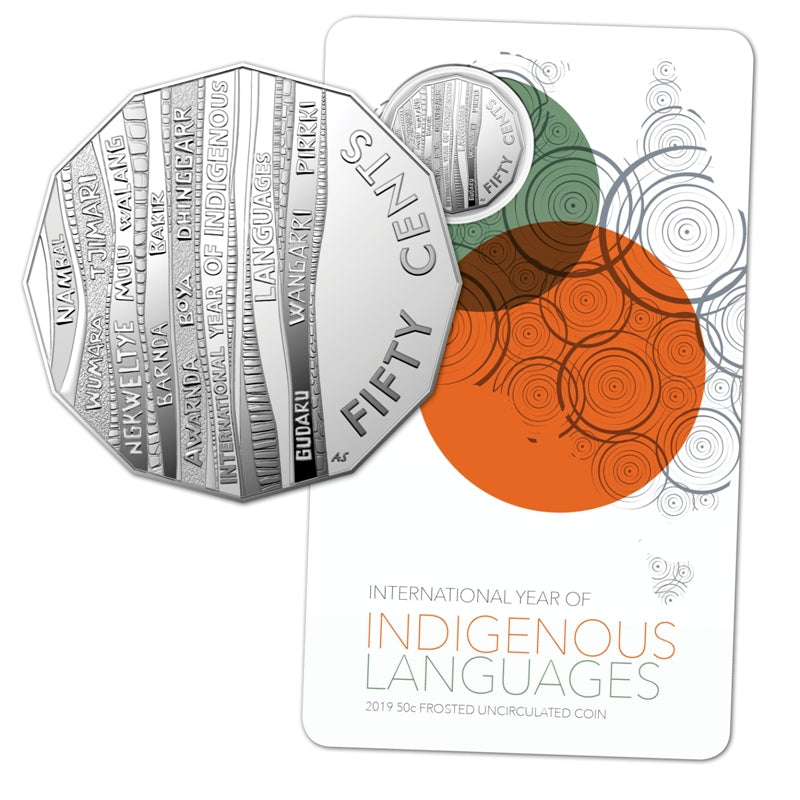 50c 2019 International Year of Indigenous Languages UNC | 50c 2019 International Year of Indigenous Languages UNC REVERSE | 50c 2019 International Year of Indigenous Languages UNC OBVERSE