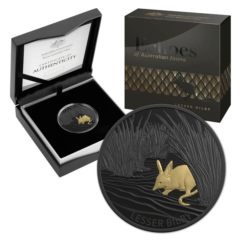 $5 2019 Echoes of Australian Fauna - Lesser Bilby Selectively Gold Plated Fine Silver Proof | $5 2019 Echoes of Australian Fauna - Lesser Bilby Selectively Gold Plated Fine Silver Proof | $5 2019 Echoes of Australian Fauna - Lesser Bilby Selectively Gold Plated Fine Silver Proof