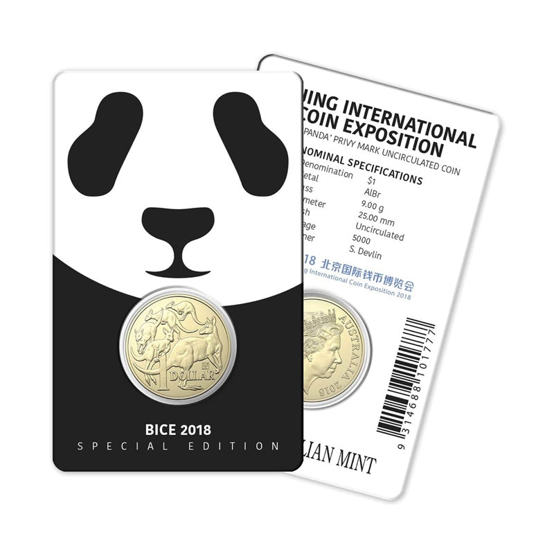 $1 2018 Panda Privy Mark Al/Bronze UNC