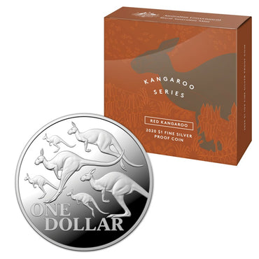 $1 2020 Red Kangaroo 1oz Silver Proof | $1 2020 Red Kangaroo 1oz Silver Proof REVERSE | $1 2020 Red Kangaroo 1oz Silver Proof CASE | $1 2020 Red Kangaroo 1oz Silver Proof OBVERSE