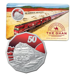 50c 2019 The Ghan 90th Anniversary UNC | 50c 2019 The Ghan 90th Anniversary UNC REVERSE | 50c 2019 The Ghan 90th Anniversary UNC OBVERSE