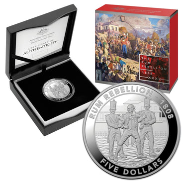 $5 2019 Rum Rebellion 1oz Silver Proof | $5 2019 Rum Rebellion 1oz Silver Proof REVERSE | $5 2019 Rum Rebellion 1oz Silver Proof OBVERSE