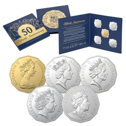2019 50th Anniversary of the 50 Cent 5 Coin UNC Set | 2019 50th Anniversary of the 50 Cent 5 Coin UNC Set | 2019 50th Anniversary of the 50 Cent 5 Coin UNC Set