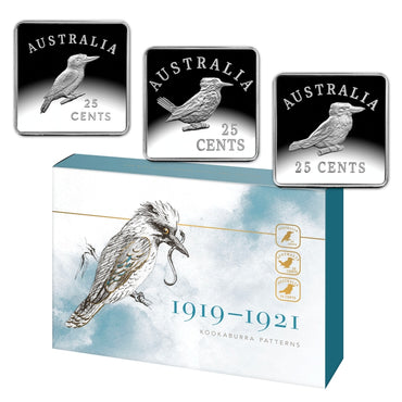 25c 2019 1919-1921 Kookaburra Patterns Square 3 Coin Set | 25c 2019 1919-1921 Kookaburra Patterns Square 3 Coin Set | 25c 2019 1919-1921 Kookaburra Patterns Square 3 Coin Set