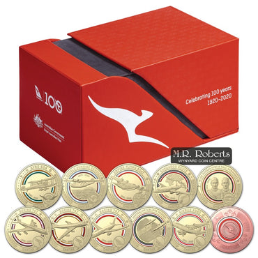 $1 2020 QANTAS Centenary 11 Coin Set | $1 2020 QANTAS Centenary 11 Coin Set | $1 2020 QANTAS Centenary 11 Coin Set | $1 2020 QANTAS Centenary 11 Coin Set | $1 2020 QANTAS Centenary 11 Coin Set - Copper Obverse | $1 2020 QANTAS Centenary 11 Coin Set - Al/Bronze Obverse