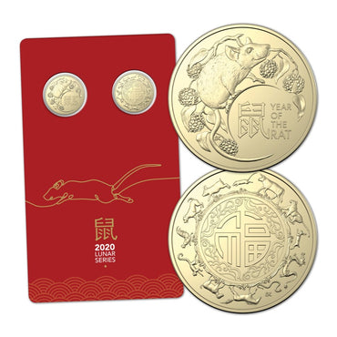 $1 2020 Year of the Rat 2 Coin Set UNC | $1 2020 Year of the Rat 2 Coin Set UNC OBVERSE