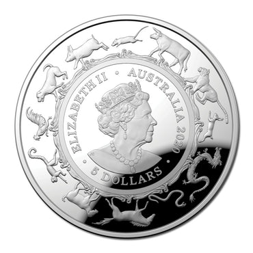 $5 2020 Year of the Rat 1oz Silver Proof Domed