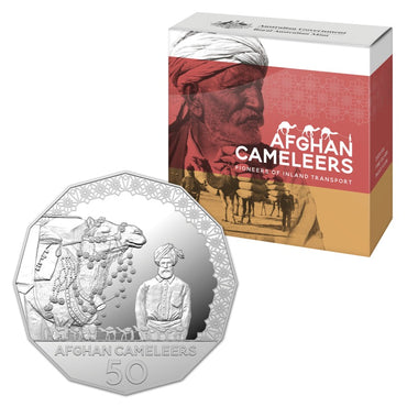 50c 2020 Afghan Cameleers Silver Proof | 50c 2020 Afghan Cameleers Silver Proof REVERSE | 50c 2020 Afghan Cameleers Silver Proof OBVERSE | 50c 2020 Afghan Cameleers Silver Proof CASE