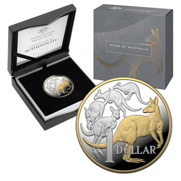 $1 2020 Selectively Gold Plated Kangaroo 5oz Silver Proof | $1 2020 Selectively Gold Plated Kangaroo 5oz Silver Proof | $1 2020 Selectively Gold Plated Kangaroo 5oz Silver Proof