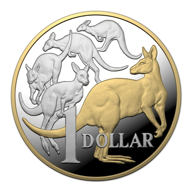 $1 2020 Selectively Gold Plated Kangaroo 5oz Silver Proof