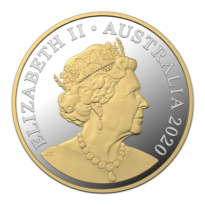 $1 2020 Selectively Gold Plated Kangaroo 5oz Silver Proof