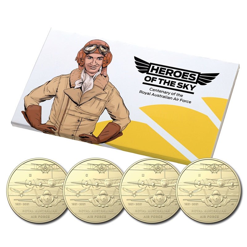 $1 2021 Heroes of the Sky RAAF 4 Coin UNC Set