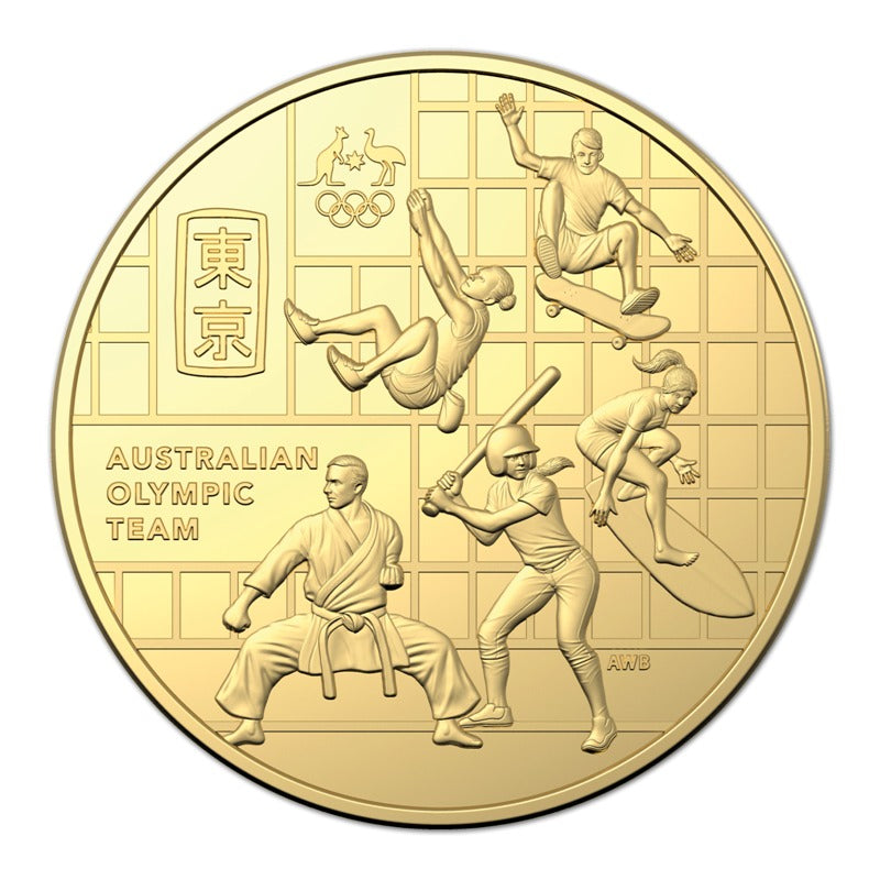 50c 2020 Australian Olympic Team Gold Plated UNC