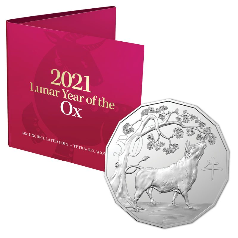 50c 2021 Year of the Ox Red Card UNC