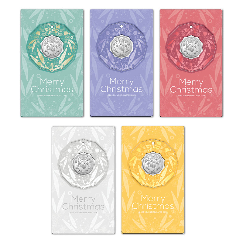 50c 2020 Merry Christmas UNC - Set of 5