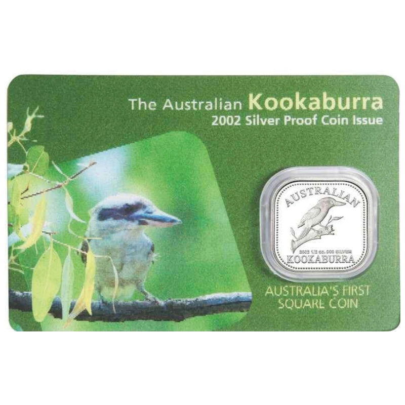 2002 Kookaburra 1/2oz Silver Square Proof Coin on card | 2002 Kookaburra 1/2oz Silver Square Proof Reverse