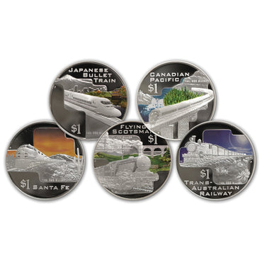 2004 Great Rail Journeys of the World Cook Islands 5 Coin Silver Proof Set
