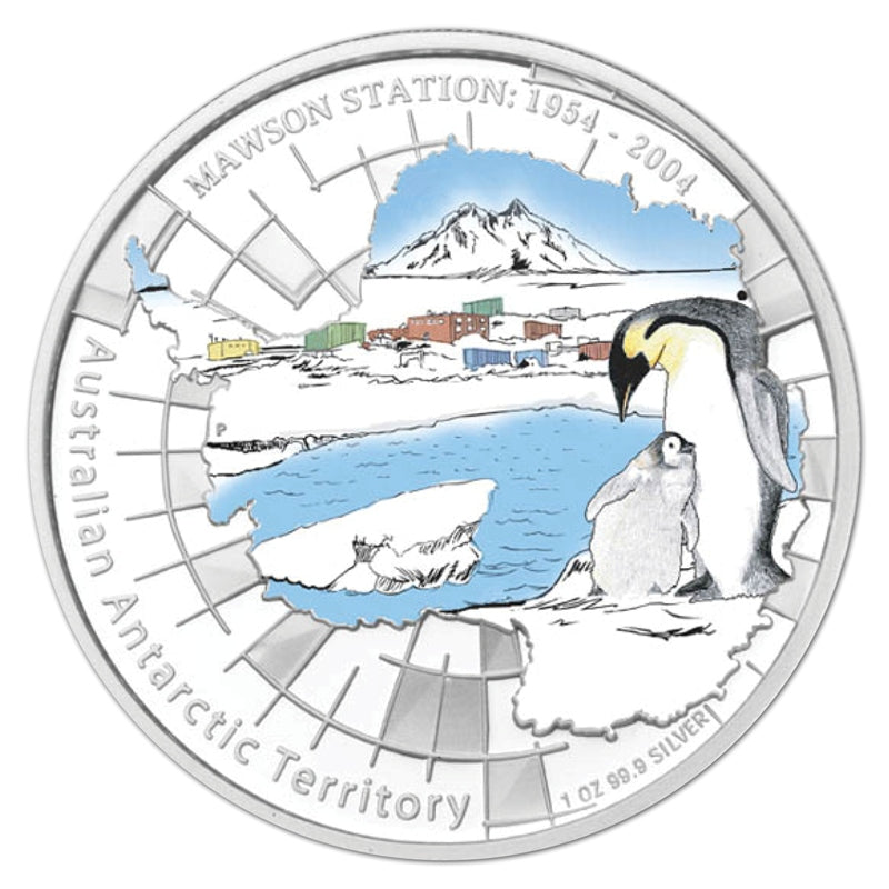 AAT Mawson Station 1oz Silver Proof Reverse