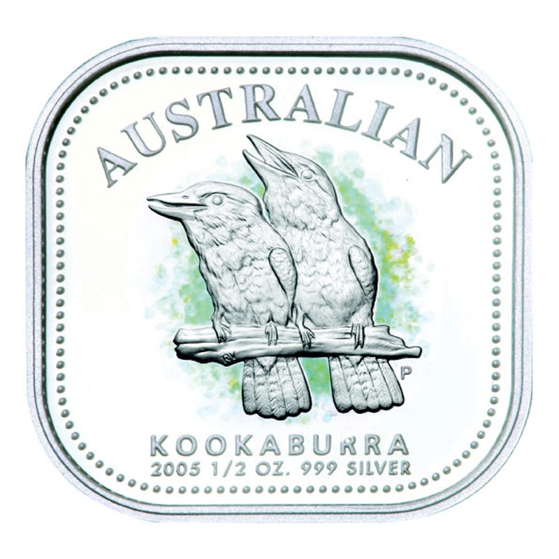 50c 2005 Kookaburra 1/2oz Square Silver Proof - Coloured