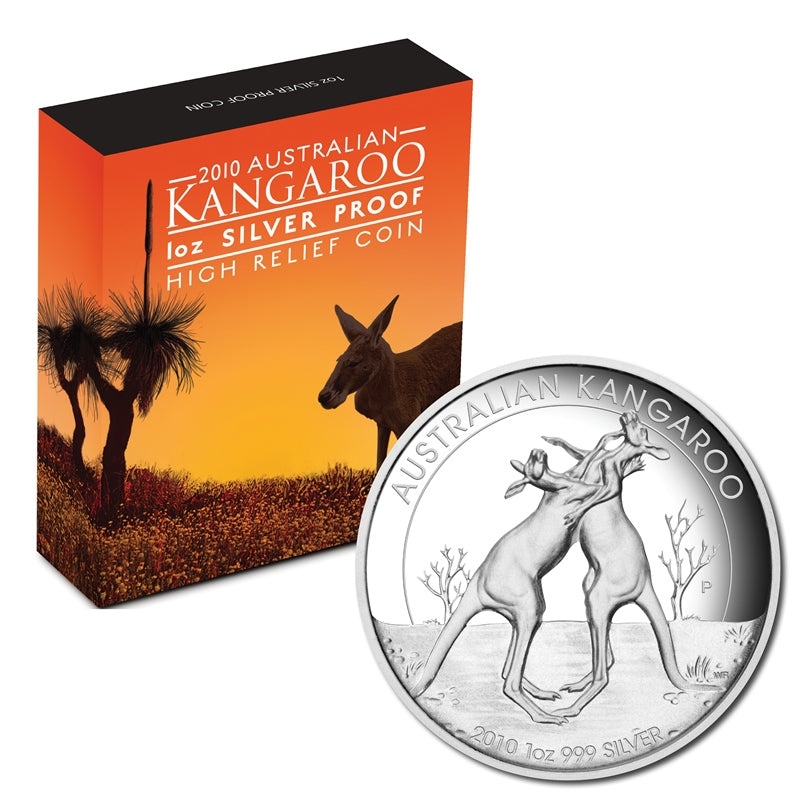 2010 Kangaroo High Relief 1oz Silver Proof