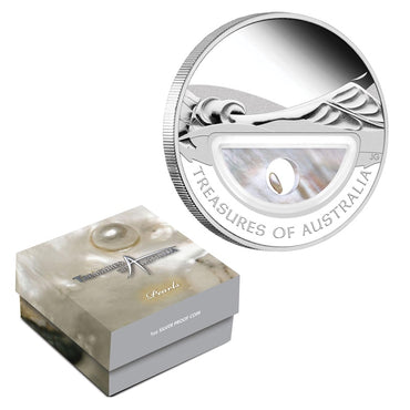 2011 Treasures of Australia Pearl Locket - 1oz Silver Proof | 2011 Treasures of Australia Pearl Locket - 1oz Silver Proof obverse | 2011 Treasures of Australia Pearl Locket - 1oz Silver Proof case