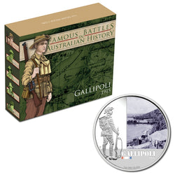 2012 Famous Battles in Australian History - Gallipoli 1oz Silver - coin & case | 2012 Famous Battles in Australian History - Gallipoli 1oz Silver Coin - reverse