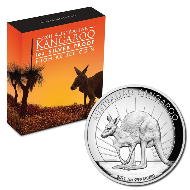 2011 Kangaroo High Relief 1oz Silver Proof