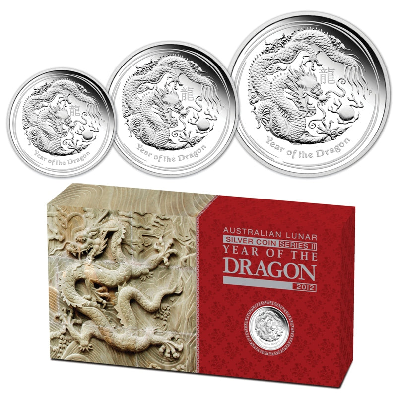 2012 Year of the Dragon 3 Coin Silver Proof Set | 2012 Year of the Dragon 3 Coin Silver Proof Set