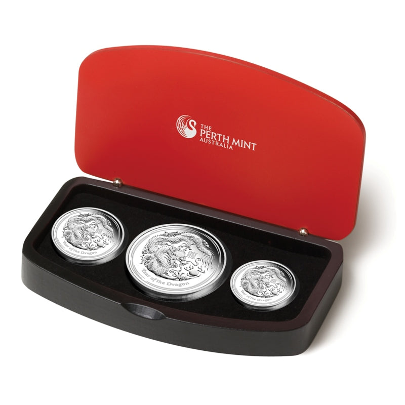 2012 Year of the Dragon 3 Coin Silver Proof Set