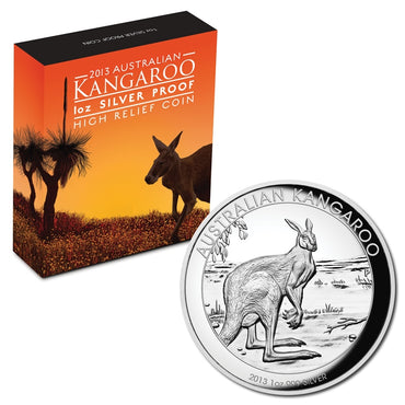 2013 Kangaroo High Relief 1oz Silver Proof