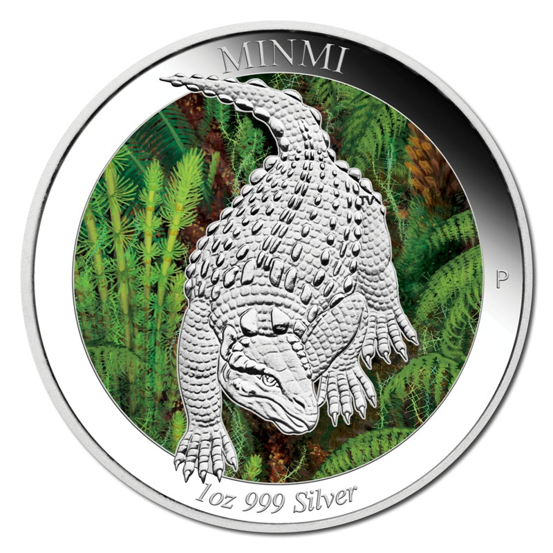 2015 Australian Dinosaurs - Minmi 1oz Silver Coloured Proof