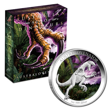 2014 Australian Dinosaurs - Australovenator 1oz Silver Coloured Proof